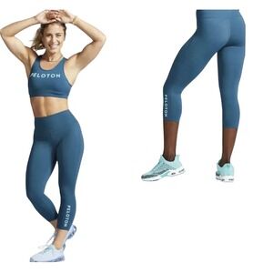 PELOTON Essential Capri Active Leggings‎ Teal Small Breathable QuickDry Pocket